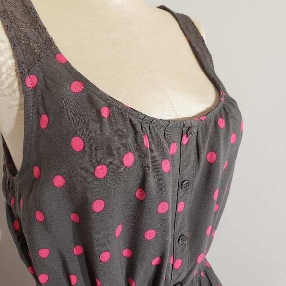 Mossimo Supply Co. Dresses & Skirts - Mossimo polka dot dress with gray lace size S/P
